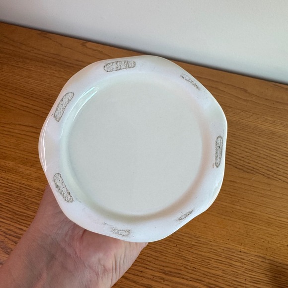 Elegant White Vase with Gold Trim, Embossed Floral Design, Home Decor, 9 Inches - Picture 3 of 9